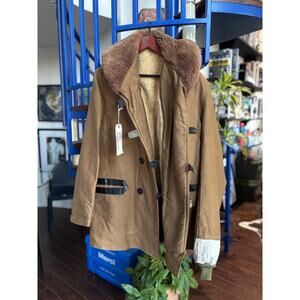 Vintage Brown ShearlingLined Utility Heavyweight Winter Coat
